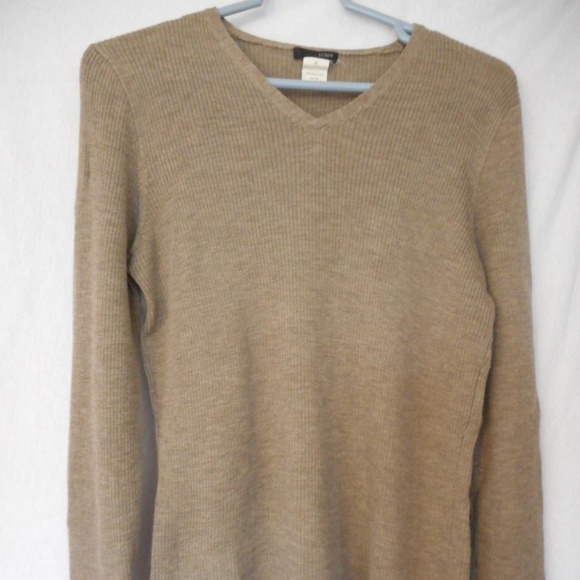 J. Crew ribbed knit Brown Sweater 100% merino wool - Picture 1 of 5